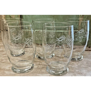 Vintage Taylor Smith & Taylor 78 Rosebud Glassware Tumbler Glasses TST78 4 1/2"